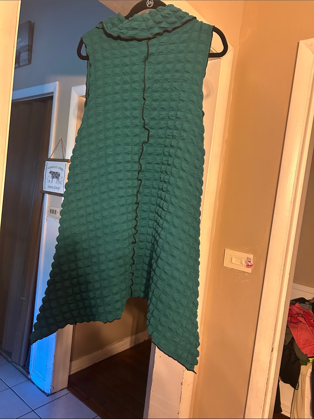 Zadie B’s sleeveless Textured Teal Tunic with Draped Cowl Neck - Picture 5 of 5